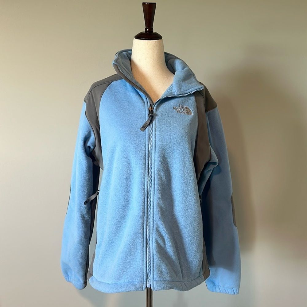 The North Face sz M periwinkle blue and grey full zip fleece